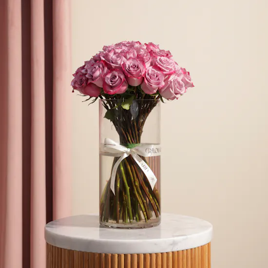 Purple Roses Vase | 50 Flowers