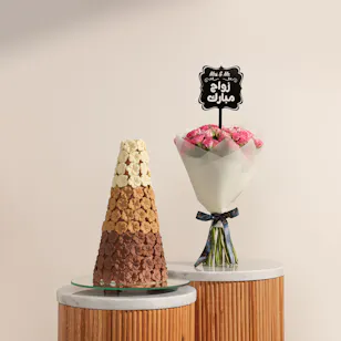 Rava Flower Chocolate Tower | Mr & Mrs Wedding Flowers