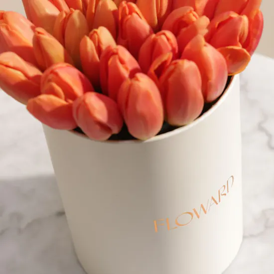 Orange Tulip Touch Flower Box | 30 Flowers
