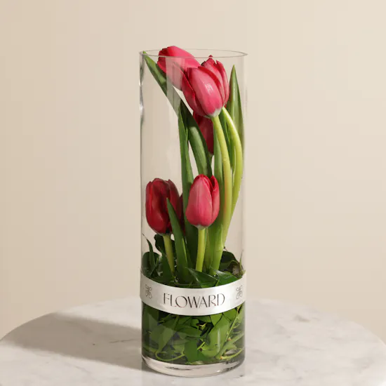 Shiny Red Tulip Vase