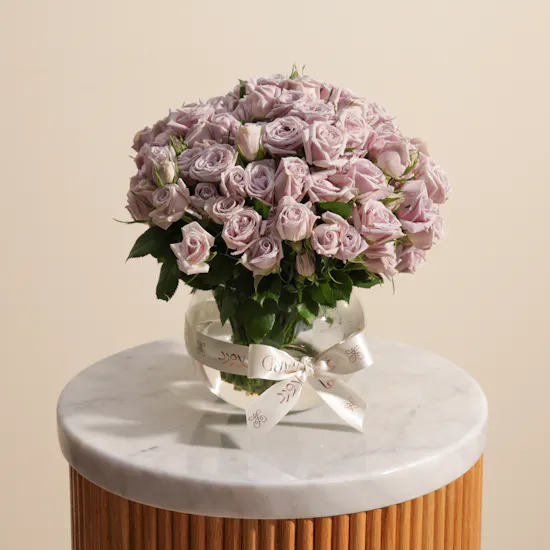Purple Baby Roses Vase | 18 Flowers