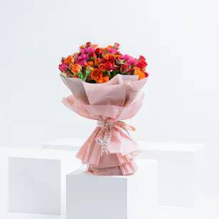 30 Baby Roses | Pink Wrap