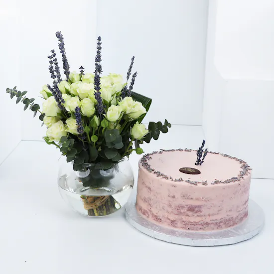 Cake Boutique Lavender Cake | White Vase