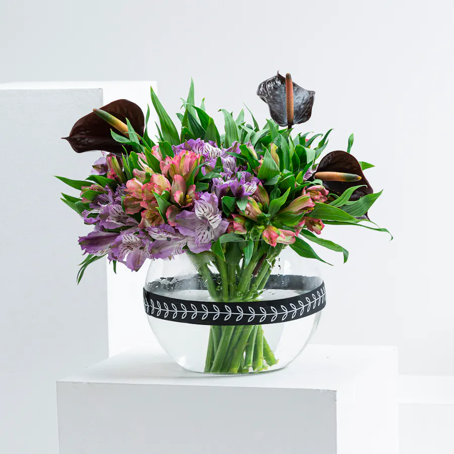 Alstroemeria and Anthurium Vase 1