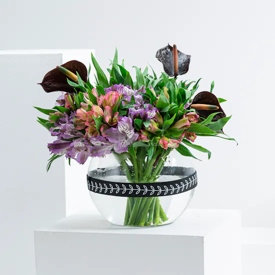 Alstroemeria and Anthurium Vase