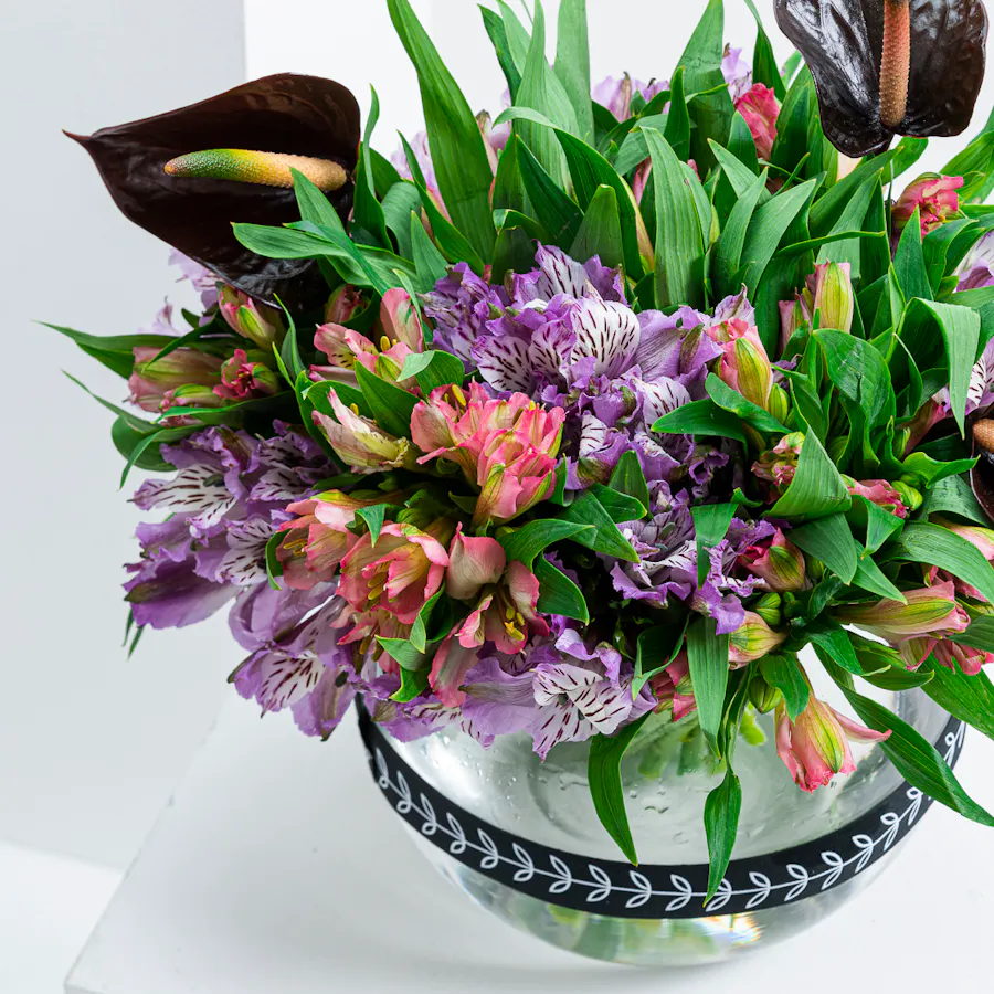 Alstroemeria and Anthurium Vase 2