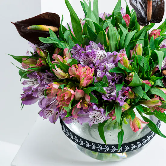 Alstroemeria and Anthurium Vase