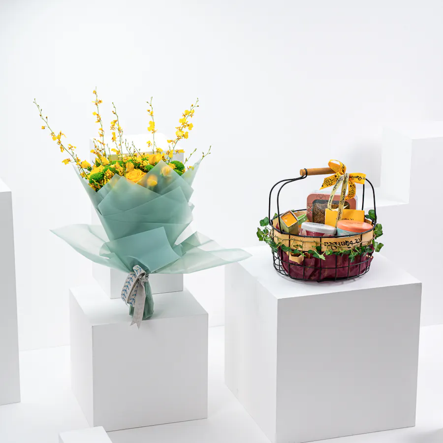[USED IN AUTOMATION] Nagwa Gift Basket | Yellow Roses 1