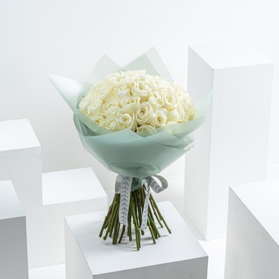 White Roses Bouquet | Green Wrap