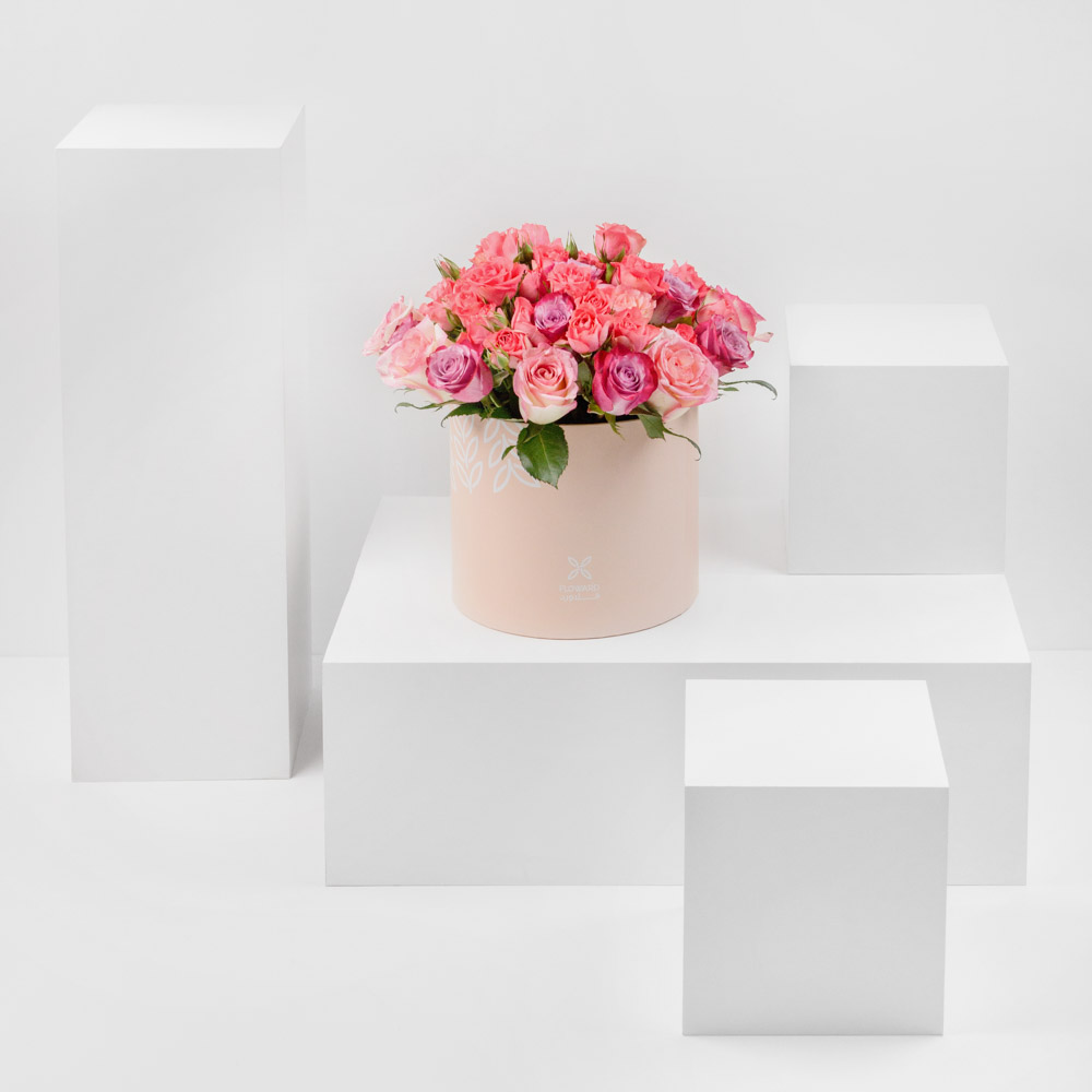 Spring Roses | Round Box | Floward Sharjah