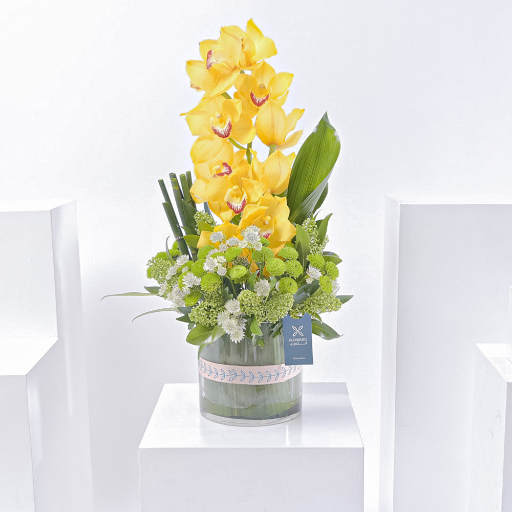 الاصفر المشرق | مزهرية اسطوانية