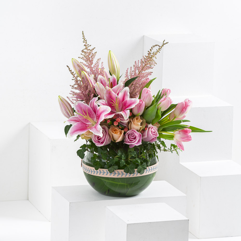  فلامينغو وردي | مزهرية زجاجية