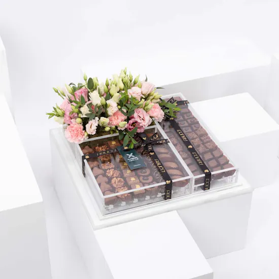Abucci Chocolate Box & Pink Flowers