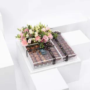 Abucci Chocolate Box & Pink Flowers