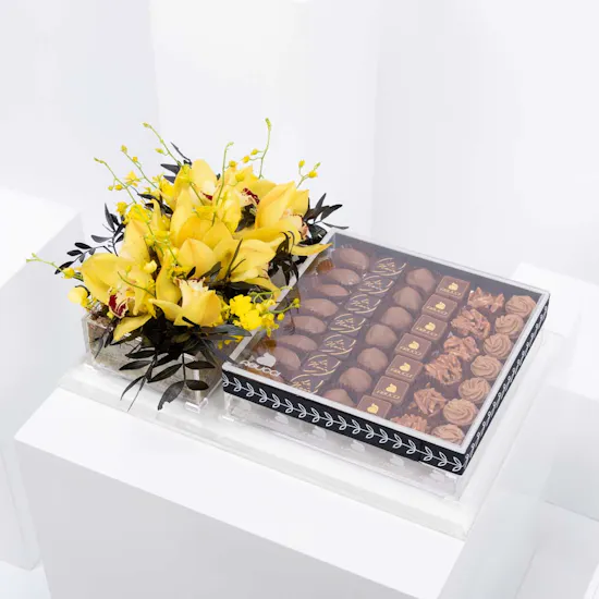 Abucci Chocolate with Yellow Cymbidium