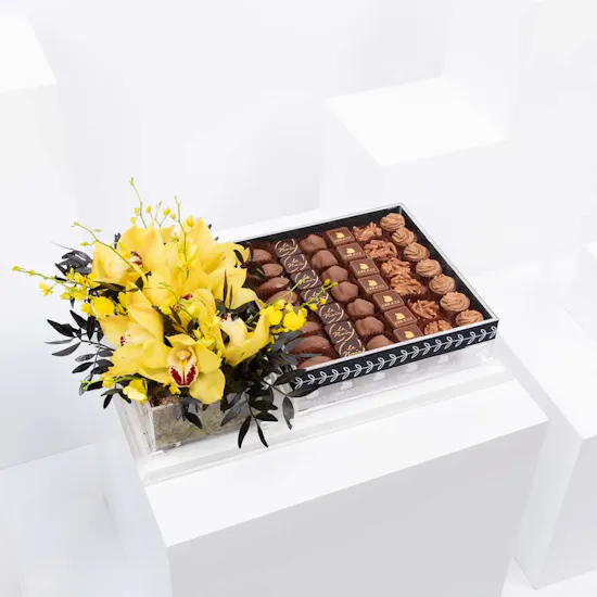 Abucci Chocolate with Yellow Cymbidium
