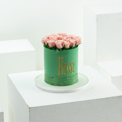 NQ's Name Cake | Pink Baby Roses