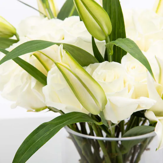 Lily and Roses | Glass Vase