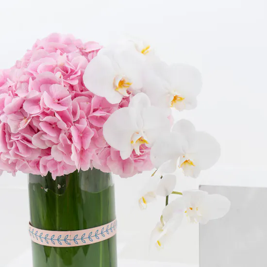 Pink Hydrangea | Glass Vase