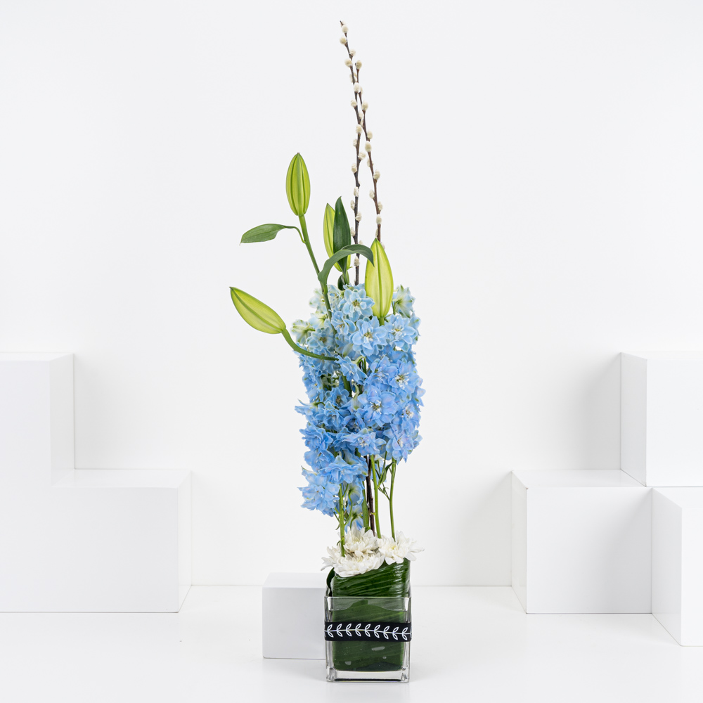 الأزرق الجرئ | مزهرية مربعة