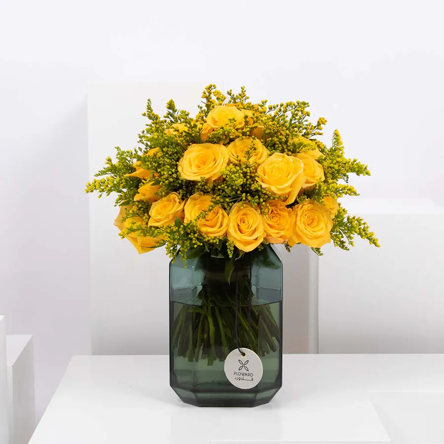 Yellow Flowers | Green Vase 2