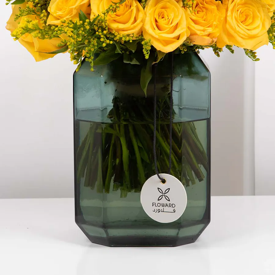 Yellow Flowers | Green Vase 3