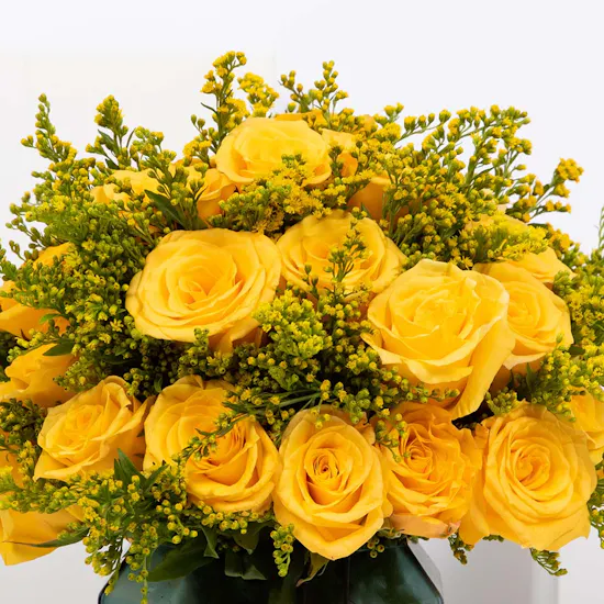 Yellow Flowers | Green Vase