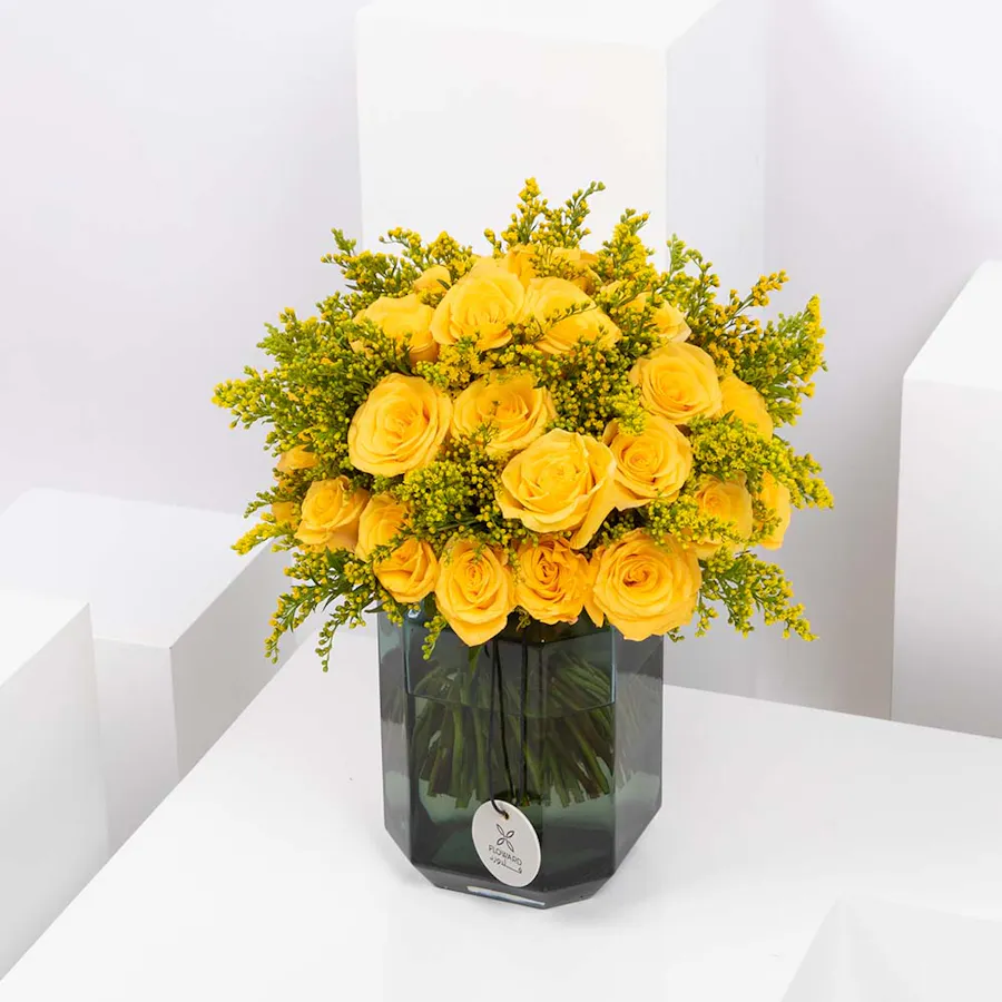 Yellow Flowers | Green Vase 5