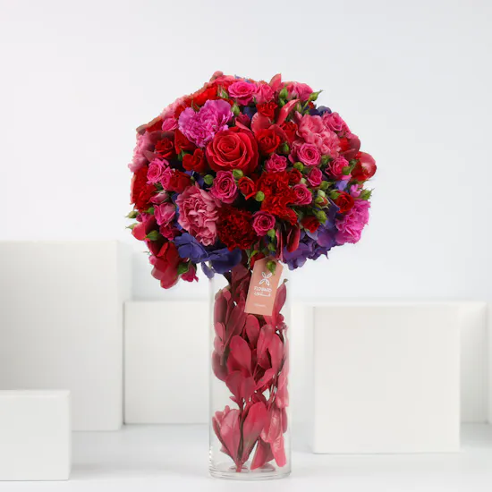 10 Fuchsia Roses & Baby Roses | Cylinder