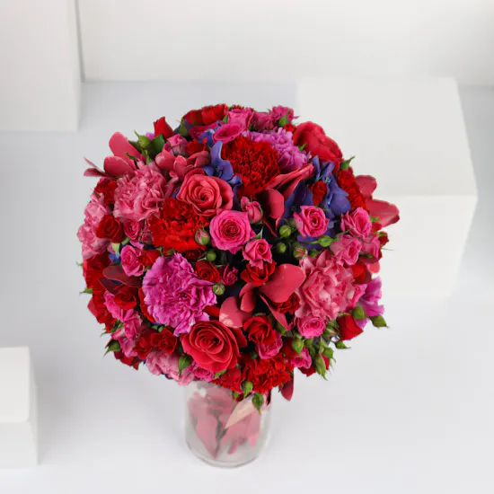 10 Fuchsia Roses & Baby Roses | Cylinder