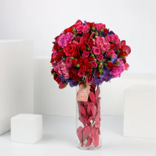 10 Fuchsia Roses & Baby Roses | Cylinder