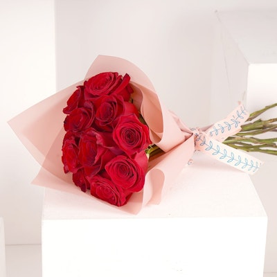 12 Red Rose | Pink Wrap 