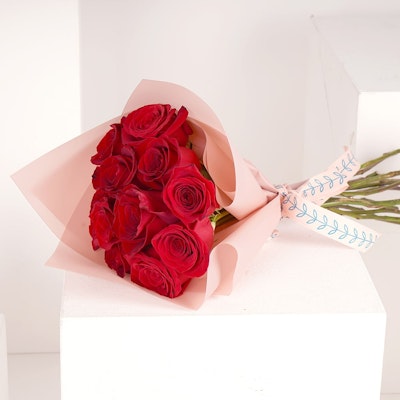12 Red Rose | Pink Wrap
