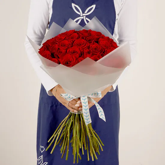50 Red Roses | White Wrap