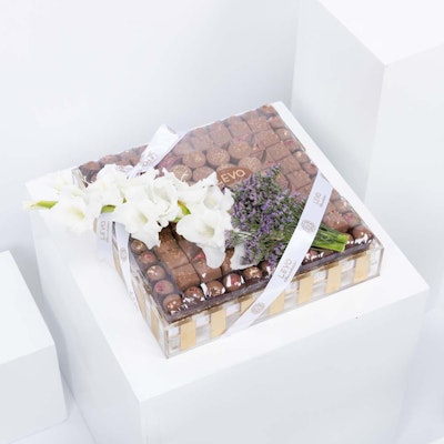 Levo's Golden Chocolate Tray with Flowers II