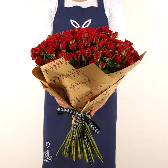 70 Red Baby Roses Hand Bouquet V