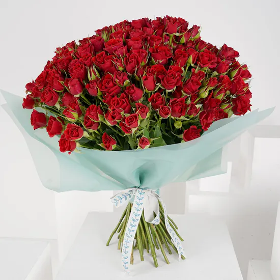 70 Red Baby Roses Hand Bouquet III