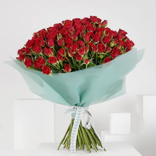 70 Red Baby Roses Hand Bouquet III