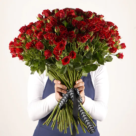 70 Red Baby Roses Hand Bouquet IV
