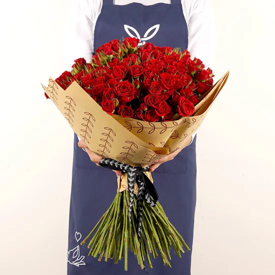 100 Red Baby Roses Hand Bouquet IV
