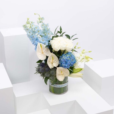 Hydrangea & White Rose | Cylinder Vase