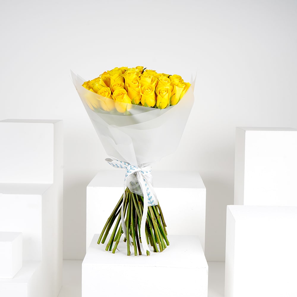 50 Yellow Roses | White Wrap