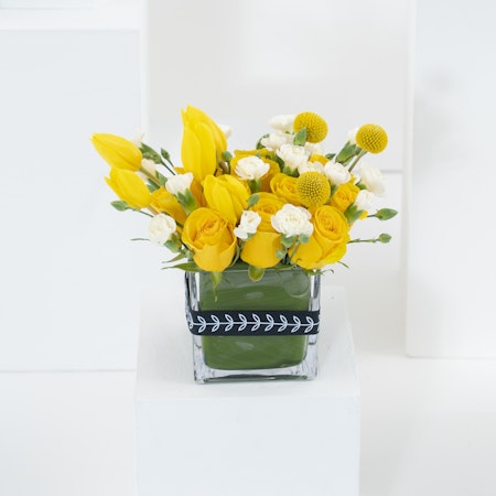 Sunshine Flowers | Square Vase