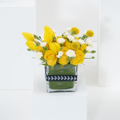 Sunshine Flowers | Square Vase