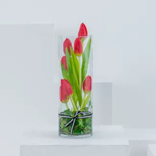 Red Tulips | Cylinder Vase Red Tulips | Cylinder Vase