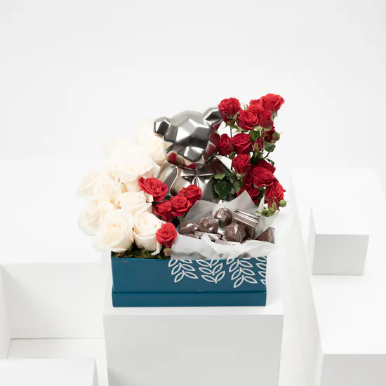 Roses and Chocolates Bear Box