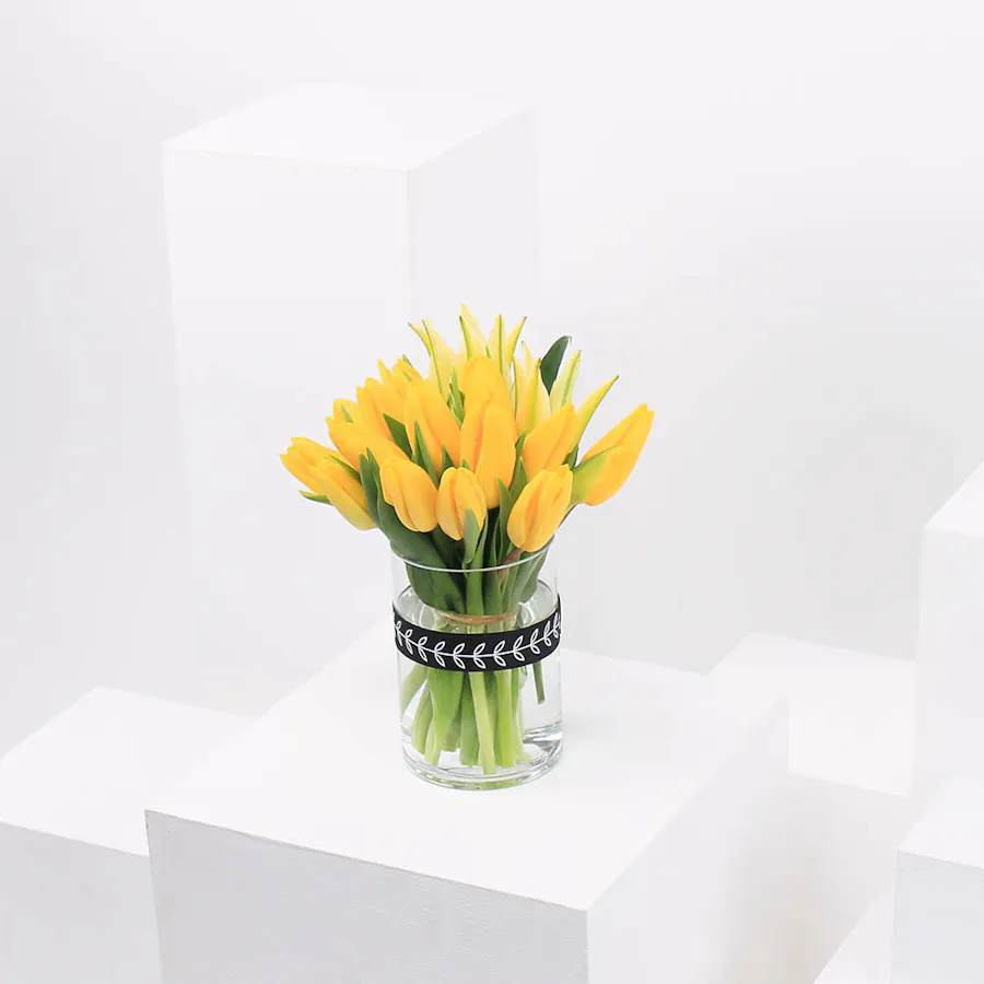 Yellow Tulip & Lily | Cylinder Vase 2