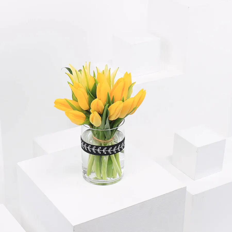 Yellow Tulip & Lily | Cylinder Vase 3