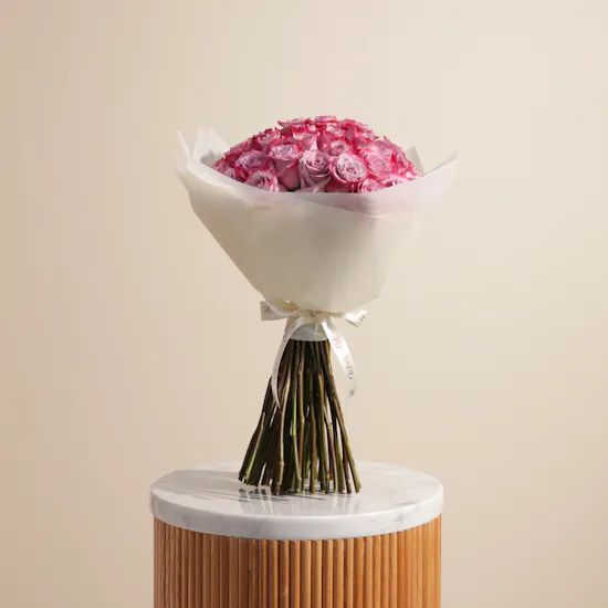 Aromatic Purple Roses Bouquet | 50 Roses