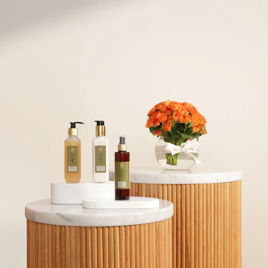 Forest Essentials Oudh & Green Tea Essence Set | Sunset Radiance Flowers